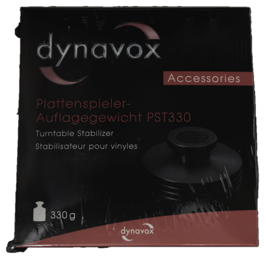 Verpackung des Dynavox Plattenspieler-Auflagegewichts PST330.